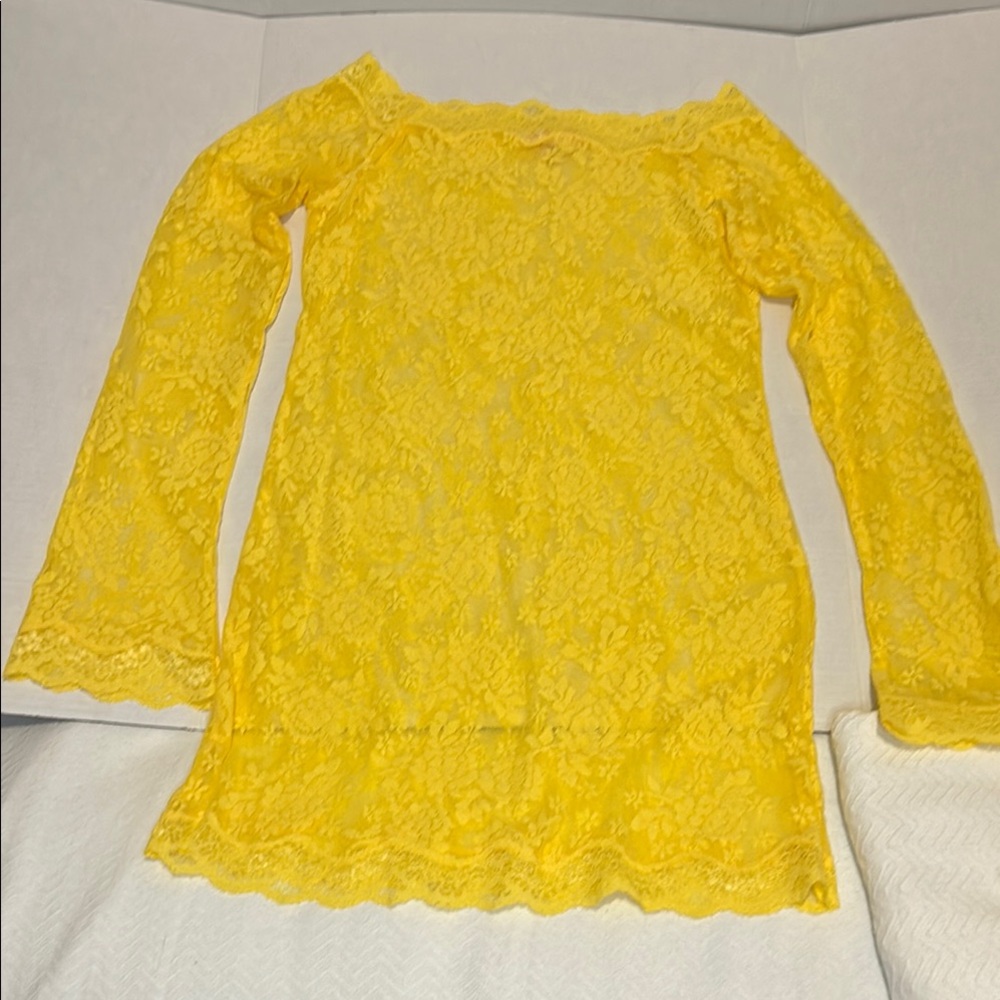 Vintage Victoria's Secret Chic Yellow Strech Lace Dress Size Large sexy, chic
